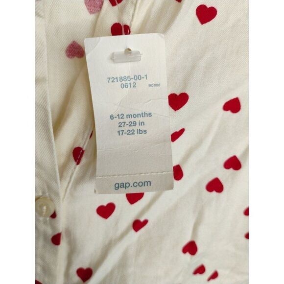 babyGap 6-12 Months Hearts Love Long Sleeve Onesie Ivory and Red - Picture 3 of 15